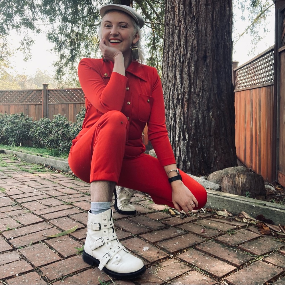 Bright Red Vintage Jumpsuit